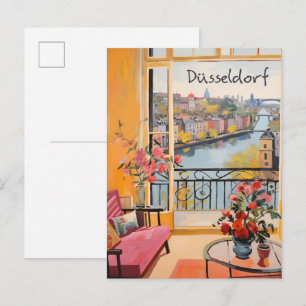 Postal Düsseldorf Alemania Viajes Ciudad Pintura Estética