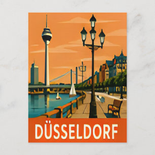 Postal 🌇 DÜSSELDORF — Paseo del Rin al Atardecer