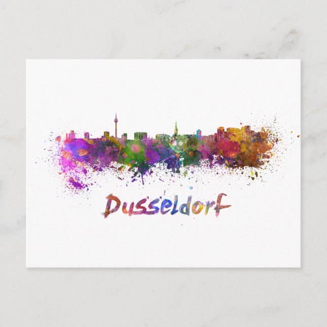 Postal Dusseldorf skyline in watercolor (Anverso)