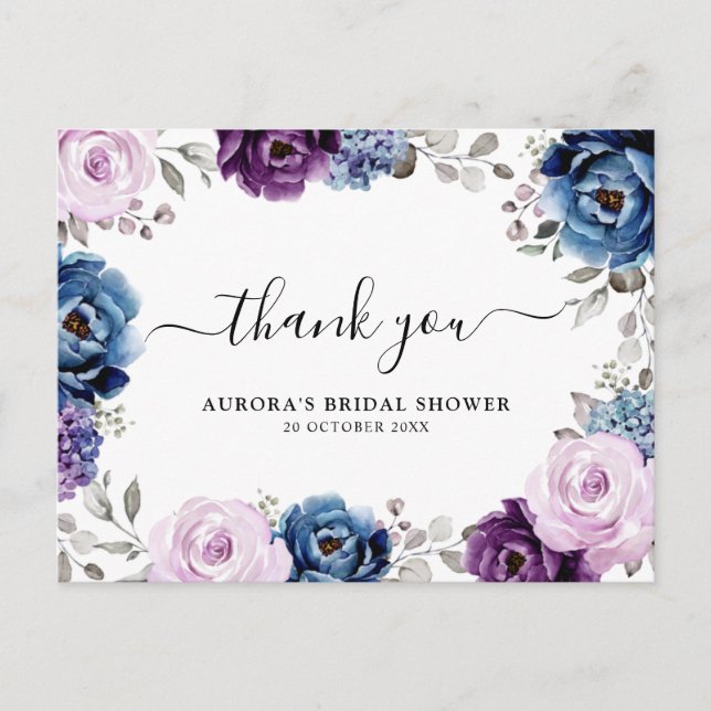 Postal Duste Blue Purple Lilac Bridal Shower (Anverso)