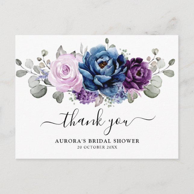 Postal Duste Blue Purple Lilac Bridal Shower (Anverso)