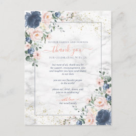 Postal Duste Blue Rubor Pink Gold Boda Floral