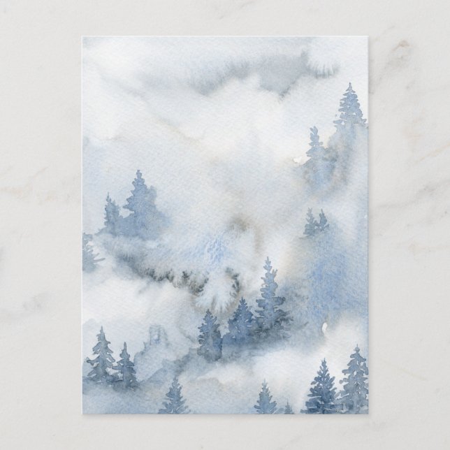 Postal Duste Blue Watercolor Misty Forest (Anverso)