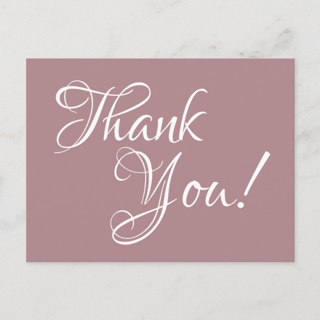 Postal Duste Rosa y caligrafía blanca Gracias (Anverso)