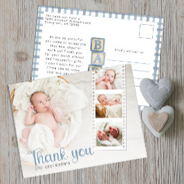 Postal Dusty Blue Baby Shower Thank You Photo Postcard