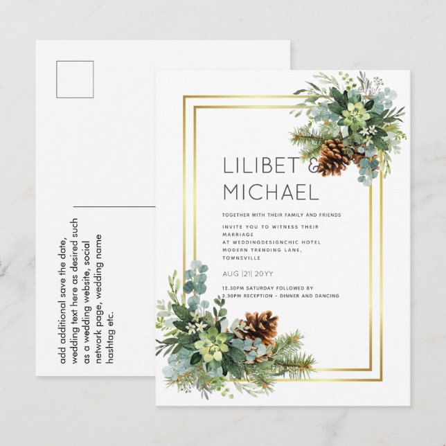 Postal Dusty Blue Boda Eucalyptus Green Budget (Anverso / Reverso)