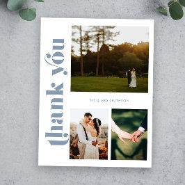 Postal Dusty Blue Boda Foto Gracias Postcard