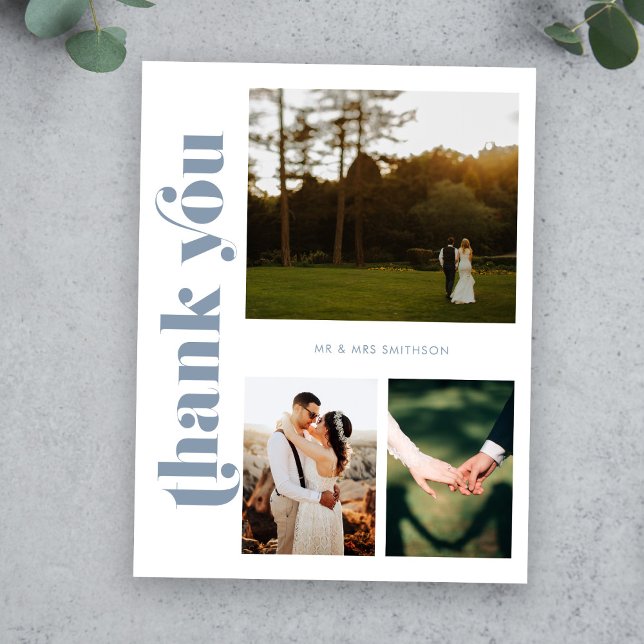 Postal Dusty Blue Boda Foto Gracias Postcard (Subido por el creador)