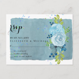 Postal Dusty Blue Boda Verde azulado de tendencias presup