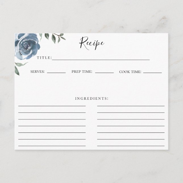 Postal Dusty Blue Botancipe Recipe Card (Anverso)
