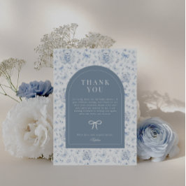 Postal Dusty Blue Chinoiserie Teddy Bear Gracias
