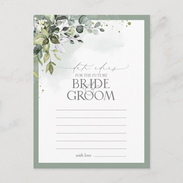 Postal Dusty Blue Eucalyptus acuarela Floral Date Ideas (Anverso)