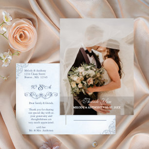 Postal Dusty Blue Foto Agradecimiento de Boda