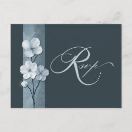Postal Dusty Blue Hand Drawn Floral Botanical RSVP
