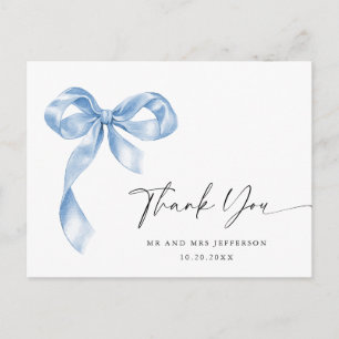 Postal Dusty Blue Hand Drawow Boda Gracias