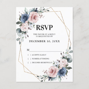 Postal Dusty Blue Mauve Eucalyptus Geométrico RSVP