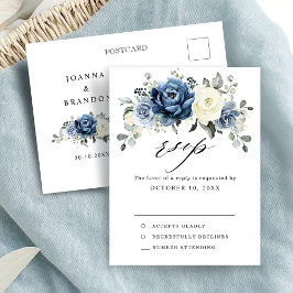 Postal Dusty Blue Navy Champagne Boda de Marfil RSVP