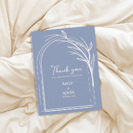 Postal Dusty Blue Simple Arch Botanical Wedding Thank You