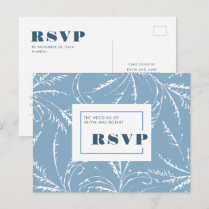 Postal Dusty Blue Wedding Minimalista RSVP