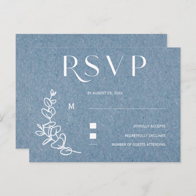 Postal Dusty Blue Wedding RSVP (Anverso / Reverso)