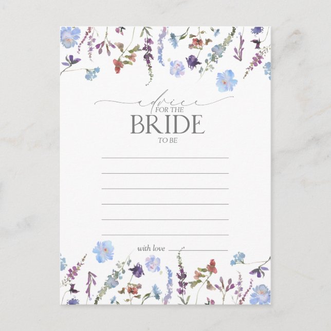Postal Dusty Blue Wildflower Consejos A La Novia (Anverso)