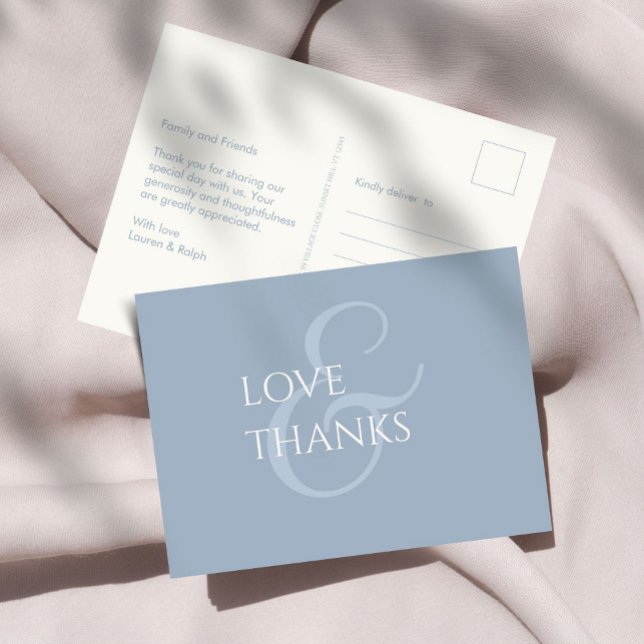 Postal Dusty Blue y Ivory Non-Photo Gracias (Subido por el creador)