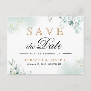 Postal Dusty Gold Eucalyptus Greenery Boda