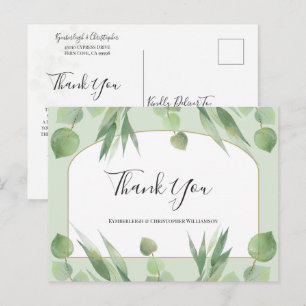 Postal Dusty Green Boho Arco Geométrico de Boda Agradecim