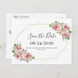 Postal Dusty Pink Boho Floral Geometric Save the Date