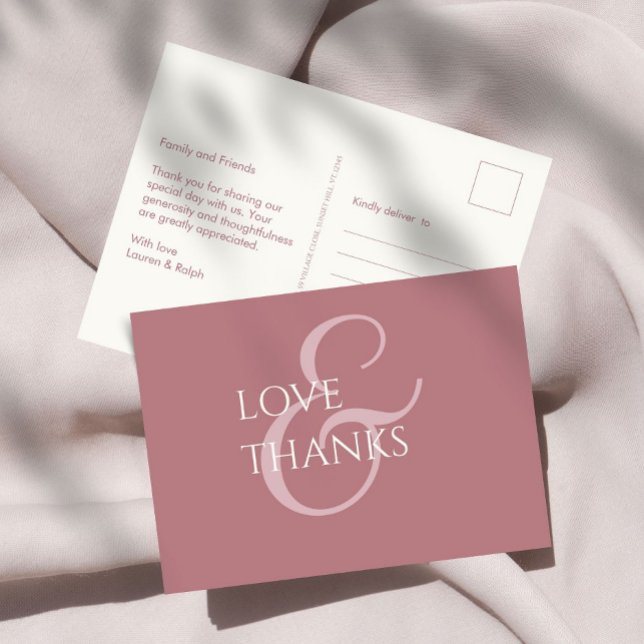 Postal Dusty Pink y Ivory Non-Photo Gracias (Subido por el creador)