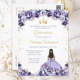 Postal Dusty Purple Princess Floral Quinceañera