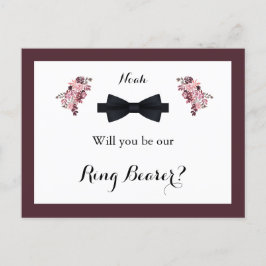 Postal Dusty Rosa Burgundy Ring Bearer Request Card