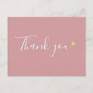 Postal Dusty Rose Gold Corazón Escritura Agradecimiento E