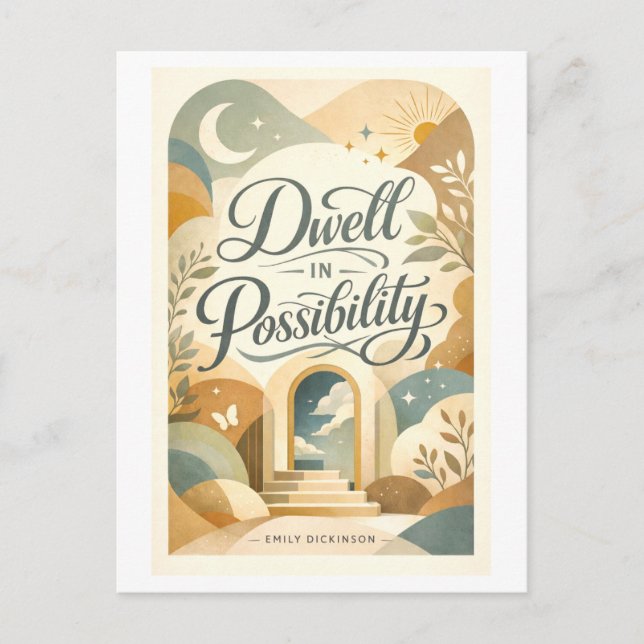 Postal "Dwell in Possibility" Dickinson Quote (Anverso)