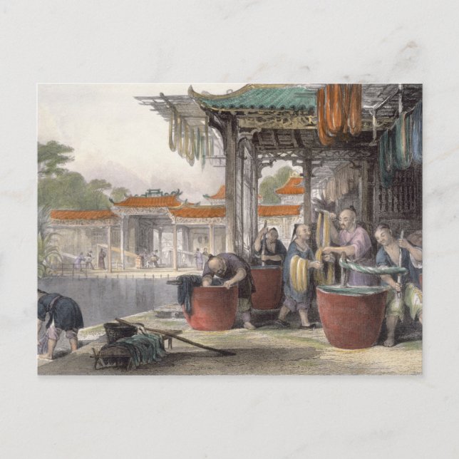 Postal Dyeing and Winding Silk, de 'China in a Series o (Anverso)