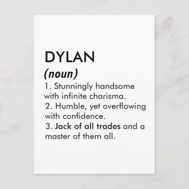 Postal Dylan name, Editable name, Custom name (Anverso)