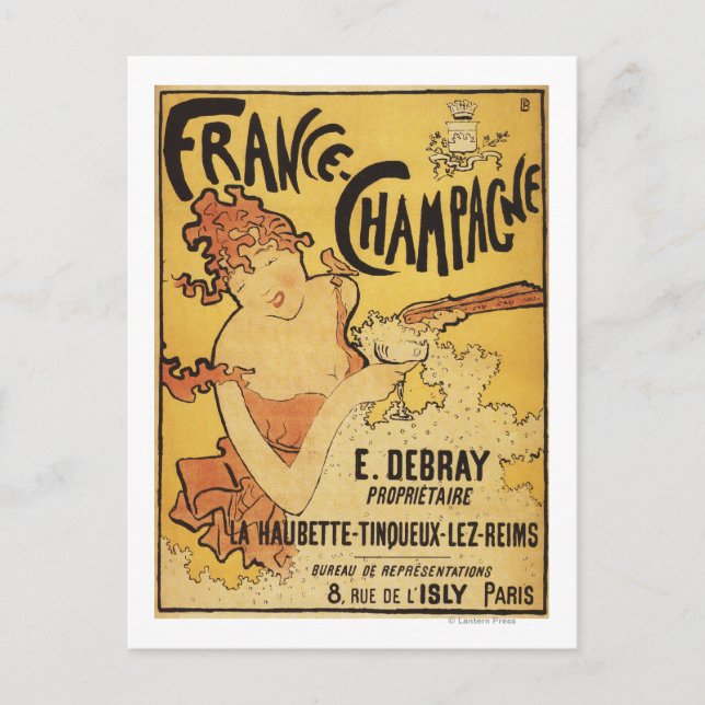 Postal E. Debray Champagne Poster de publicidad (Anverso)