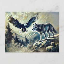 Postal Eagle and Wolf in Wild Landscape