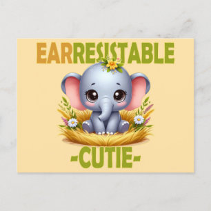 Postal Earresistible juego de palabras de Cutie. Personal