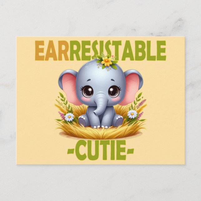 Postal Earresistible juego de palabras de Cutie. Personal (Anverso)