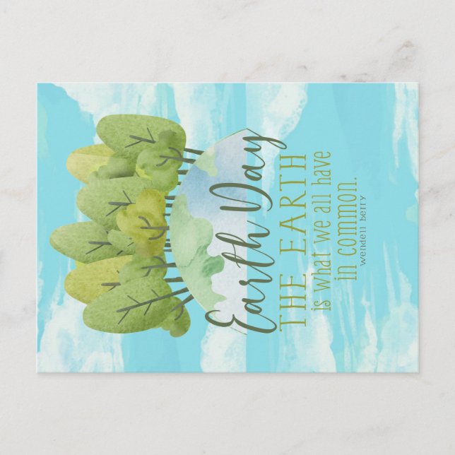 Postal Earth Day Watercolor Style Vertical with quote (Anverso)