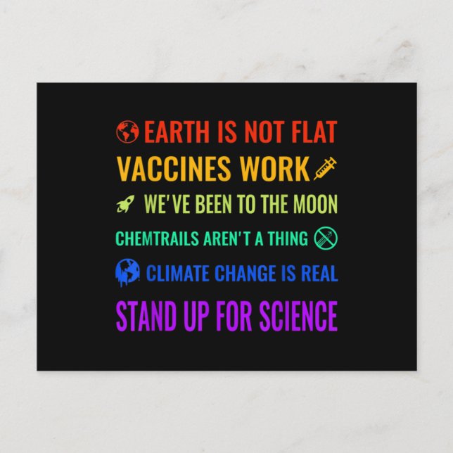 Postal Earth is Not Flat Vaccines Work Funny science (Anverso)
