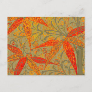 Postal Earthy Bamboo Art Vintage Print Naranja