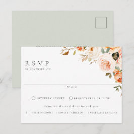 Postal Earthy Otoño Floral Meal Choice Wedding RSVP