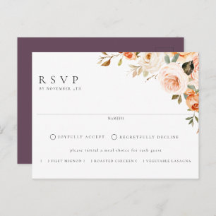 Postal Earthy Otoño Floral Meal Choice Wedding RSVP