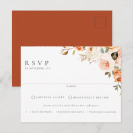 Postal Earthy Otoño Floral Meal Choice Wedding RSVP