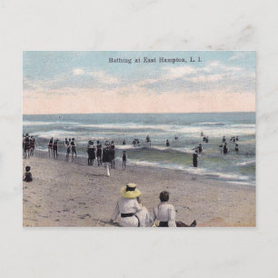 Postal East Hampton NY, Long Island, Beach Scene Vintage