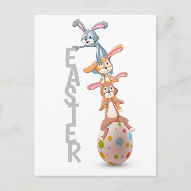 Postal Easter Bunny Rabbit Egancing Act | Vacaciones (Anverso)