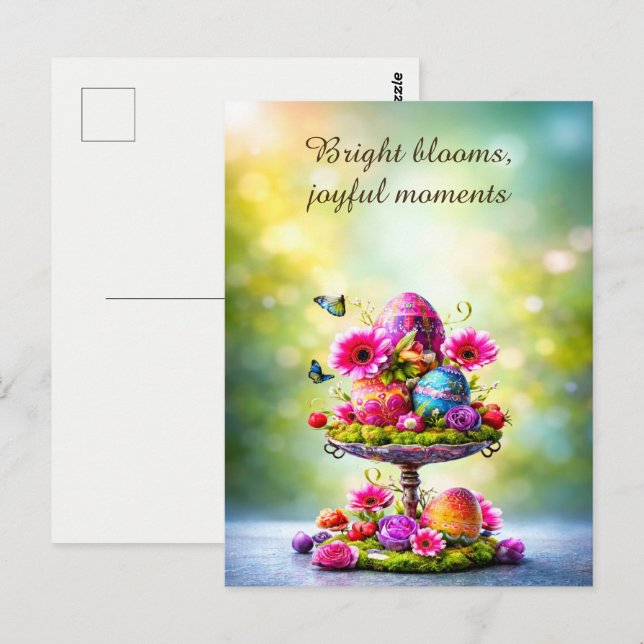 Postal Easter Greeting Card Bright Floral Spring (Anverso / Reverso)