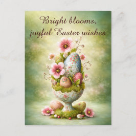 Postal Easter Greeting Card Floral Eggs Spring Garden